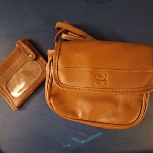 Tan Faux Leather Crossbody Mini Bag Card Holder